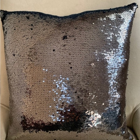 Silver Sequin Throw Pillow - Picture 1 of 3